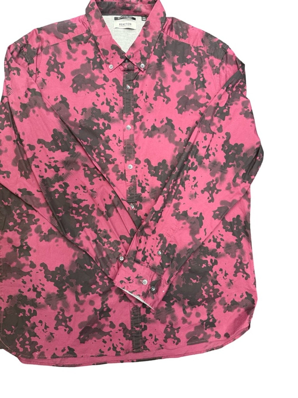 Kenneth Cole Maroon Black Camo Shirt Mens XXL Button Down Y2K Night Style!!! - Picture 3 of 7